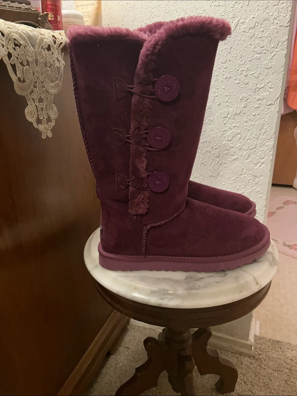 UGG Women's Purple Button-Trim Suede Winter Boots. 9. Perfect condition!